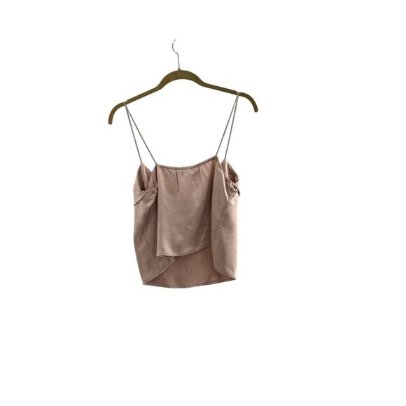 Thirty Thirty Blush Pink Satin Camisole Top Adjustable Metallic Strap Size L Y2K - Picture 7 of 7
